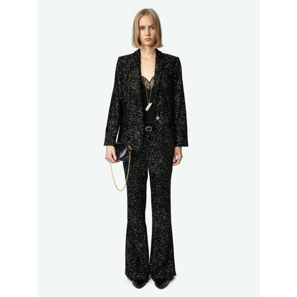 Zadig & Voltaire Velvet Valse Blazer in Black Glitter Dots 34 XS